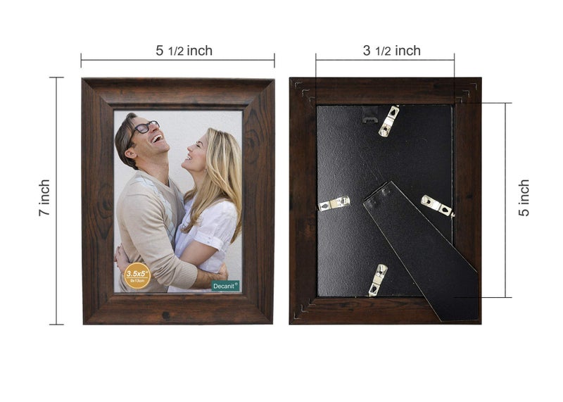 DECANIT 3.5x5 Picture Frames Rustic Distressed Brown Wood Pattern High Definition Glass for Table Top Display and Wall Mounting Photo Frameï¼ŒPack of 4 - Image 2